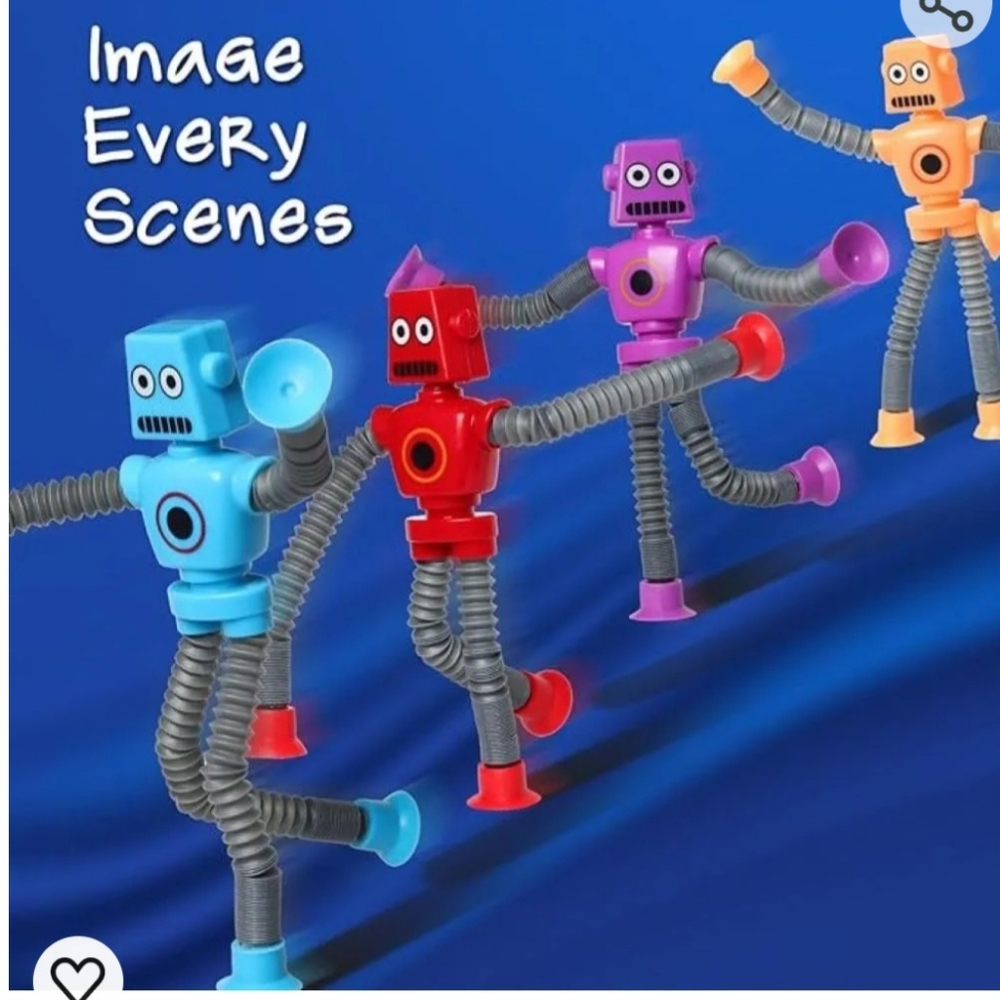 Boto - 4 Pack Flash Suction Cup Robot Toy (4, Fun Decompression Tricky, Coolest